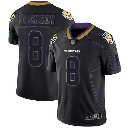 Baltimore Ravens Limited Lights Out Black Men Lamar Jackson Jersey NFL Football #8 Rush